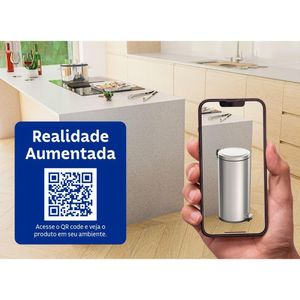 Lixeira Inox Com Pedal Tramontina Brasil Com Acabamento Polido E Balde Interno Removível 30 L