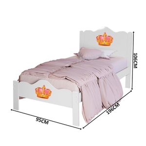 Cama De Solteiro Infantil Em Mdf Nina Branco Princesa Basoto Com Colchão Probel D20