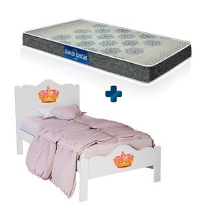 Cama De Solteiro Infantil Em Mdf Nina Branco Princesa Basoto Com Colchão Probel D20