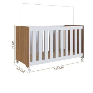 Berço Infantil Com Rodinhas 64cm X 133cm Nogal Manchester Com Branco Warren Jm Móveis