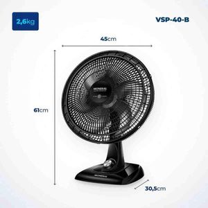 Ventilador Mondial De Mesa 40cm 6pas 220v Silencio