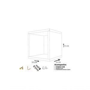 Kit 3 Nicho Decorativo 55x55x20 Cm Branco Em Mdf