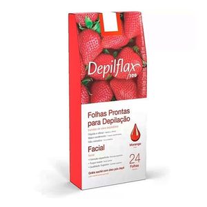Depilflax - Folhas Prontas Faciais Morango 24 Unidades