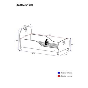 Mini Cama Multimóveis Rei/Rainha para Colchão 150cmx70cm