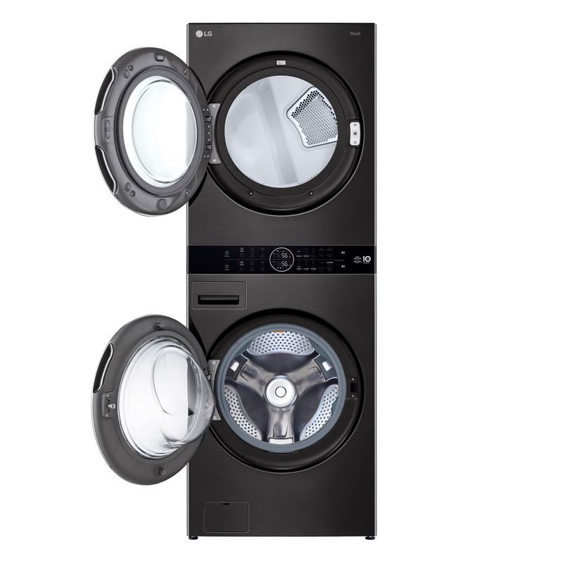 Lava e Seca Elétrica Smart LG WashTower™ 17kg Aço Escovado Preto com Inteligência Artificial AIDD™