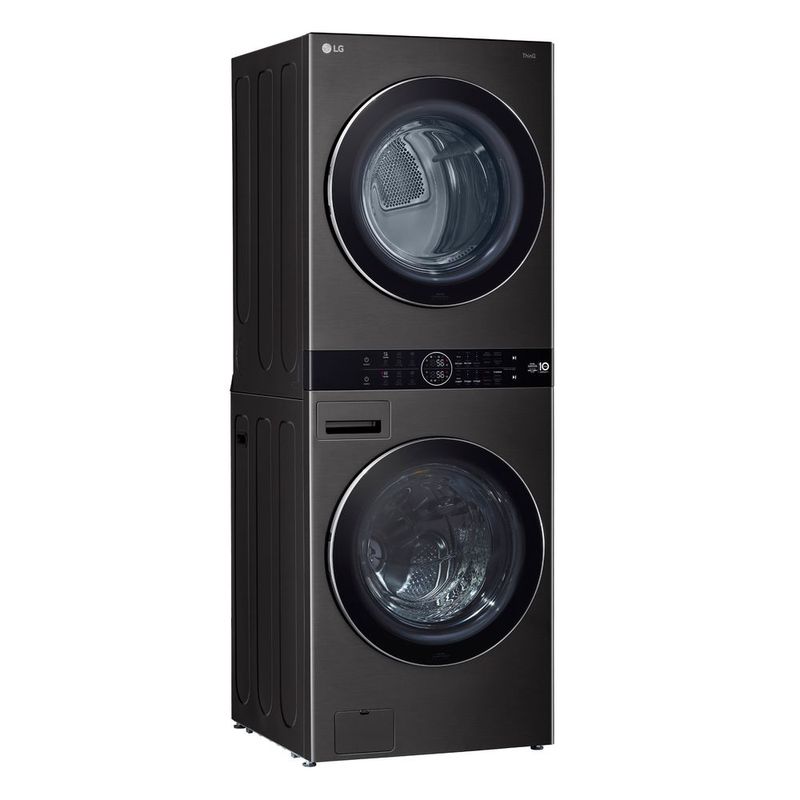 Lava-e-Seca-Eletrica-Smart-LG-WashTower™-17kg-Aco-Escovado-Preto-com-Inteligencia-Artificial