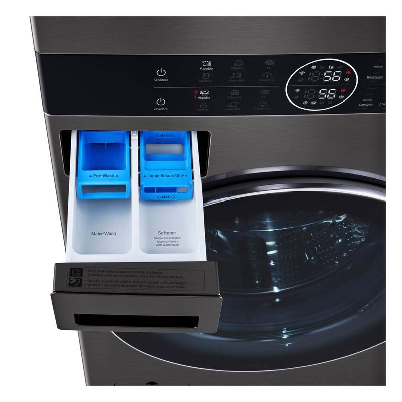 Lava-e-Seca-Eletrica-Smart-LG-WashTower™-17kg-Aco-Escovado-Preto