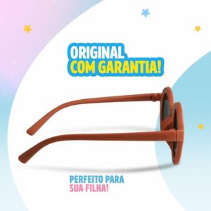 Óculos Sol Infantil Retro Premium Proteção Uv Marrom + Case Menino Social Acetato Menina Vintage