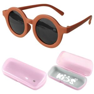 Óculos Sol Infantil Retro Premium Proteção Uv Marrom + Case Menino Social Acetato Menina Vintage