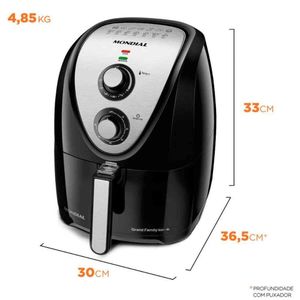 Fritadeira Sem Oleo Eletrica Mondial Air Fryer 1500w Preto 127V