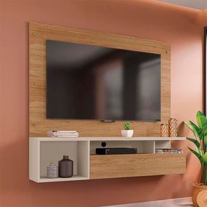 Painel para Tv até 55 Polegadas Nicho com Porta Basculante Brasil Caemmun - Buriti/off white