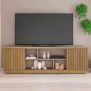 Rack Bancada para Tv até 75 Polegadas 2 Portas Simetria Caemmun - Lamina Mel/Cacao