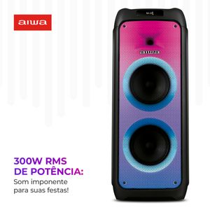 Caixa de Som PartyBox AIWA PB-06 Bluetooth 20H RGB USB TWS Preto