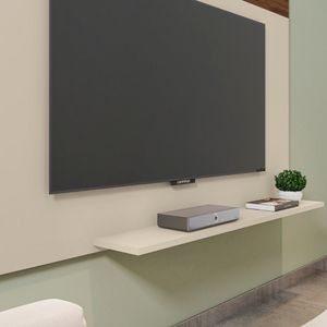 Painel Para TV Até 75 Polegadas 1 Prateleira Malha Caemmun - Off White/Havana
