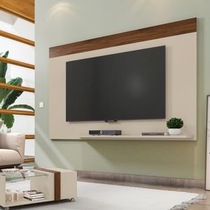 Painel Para TV Até 75 Polegadas 1 Prateleira Malha Caemmun - Off White/Havana