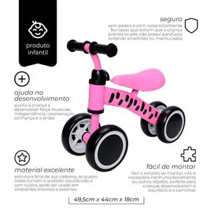 Andador Infantil Bicicleta De Equilibrio Sem Pedal 4 Rodas Zippy Toys Quadriciclo Bebê Criança 24Kg Bicicletinha Passeio