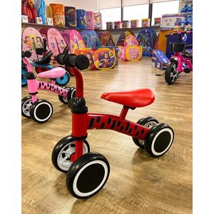 Andador Infantil Bicicleta De Equilibrio Sem Pedal 4 Rodas Zippy Toys Quadriciclo Bebê Criança 24Kg Bicicletinha Passeio Vermelho