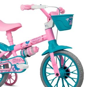 Bicicleta Infantil Aro 12 Com Rodinhas De Treinamento Nathor Bike Criança Menina Charm Com Garrafinha