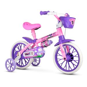 Bicicleta Infantil Aro 12 Com Rodinhas De Treinamento Bike Criança Menina Gatinha Nathor Com Garrafinha