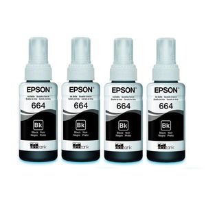 Kit 4 Tintas Preto Original Epson T664 664 Preto L395 L380 L375 L220 L455