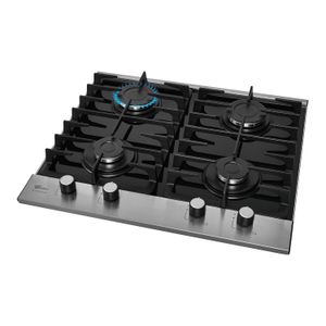Cooktop a Gás Fischer 4 Bocas Platinium com Trempe de ferro fundido Mesa Vidro Bivolt