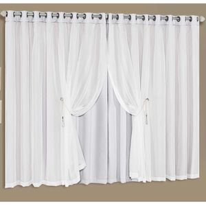 Cortina Lux Tecido Blackout e Voal 4,00M X 2,70M  Branco