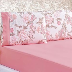 Jogo De Cama Lençol Solteiro 2 Peças Rosa