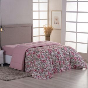 Edredom Cobertor Sonnet Solteiro Malha Estampada Dupla Face 100% Algodão - Flores - Rosê
