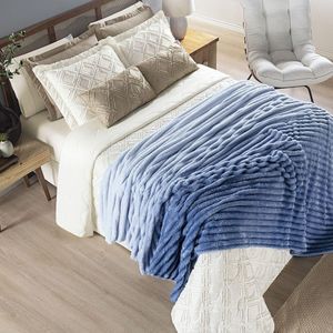 Cobertor Galaxy Queen Manta Ultrasoft Alto Relevo Degradê Super Macia - Sky - Azul