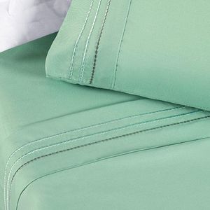 Jogo Cama Lençol Honore Queen Micro Percal 200 Fios C/ Detalhes Bordados 4 Peças - Salvia Verde