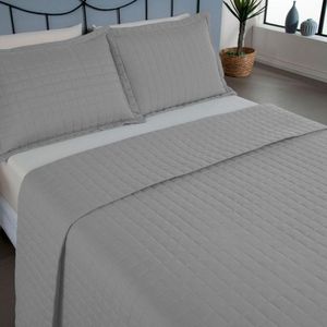 Kit Cobre Leito Colcha Bellini King Dupla Face Percal 300 Fios Textura Matelassê 3 Peças - Cinza