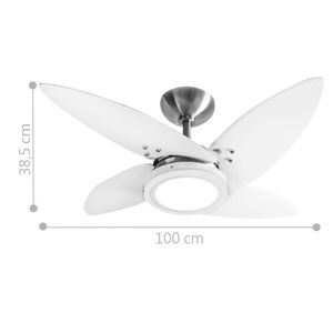 Ventilador Led Paris Escovado 4 Pás Brancas 220V E Controle