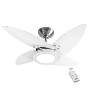 Ventilador Led Paris Escovado 4 Pás Brancas 220V E Controle