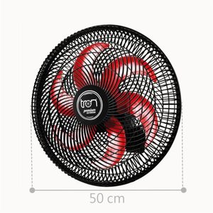 Ventilador Parede Lorena Preto Oscilante 220V Pás Vermelho