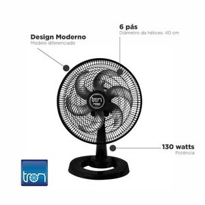 Ventilador De Mesa Premium 50 Cm 127v Preto Tron Preto 127v