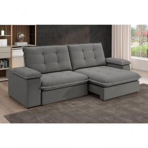 Sofá Fofão Premium 2,50m Retrátil/reclinável Suede Cinza - Xflex Sofas