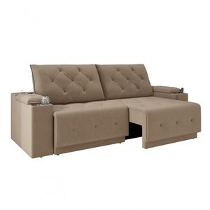 Sofá Jaguar 2,50m Retrátil/reclinável Bipartido Suede Capuccino - X Sofas