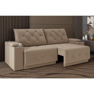 Sofá Jaguar 2,50m Retrátil/reclinável Bipartido Suede Capuccino - X Sofas