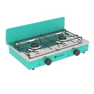 Fogao de Mesa 2 Bocas Venax Flamalar Vetro Verde Gas Glp
