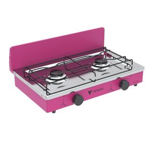 Fogao de Mesa 2 Bocas Venax Flamalar Vetro Pink Gas Glp