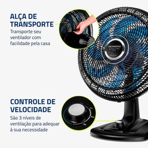 Ventilador de Mesa Super Turbo 8 Pás Mondial VTX-40-CRYSTAL