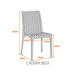 Kit com 4 Cadeiras Ibiza Estrutura em Polipropileno Fratini - Marrom