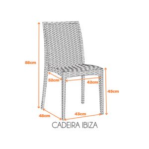 Kit com 4 Cadeiras Ibiza Estrutura em Polipropileno Fratini - Preto