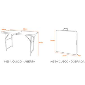 Mesa Dobrável Cusco Com Base em aço carbono Fratini - Branco
