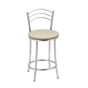 Kit 2 Banquetas Cromadas BC26C de Metal e Assento Espuma D15 Treparoni - Bege