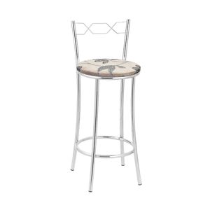 Kit 2 Banquetas Cromadas BC51B de Metal e Assento Espuma D15 Treparoni - Bege