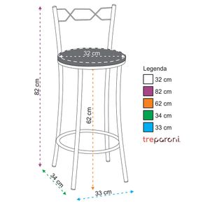 Kit 2 Banquetas Cromadas BC51B de Metal e Assento Espuma D15 Treparoni - Bege