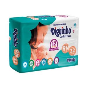 Fralda Descartável Diguinho Confort Plus Rn - 32und - 1 Pacote De Fralda