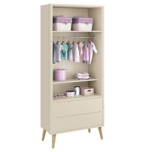 Guarda Roupa Infantil Theo 2 Portas Areia Fosco Com Pés Madeira Natural Reller Móveis Areia Fosco
