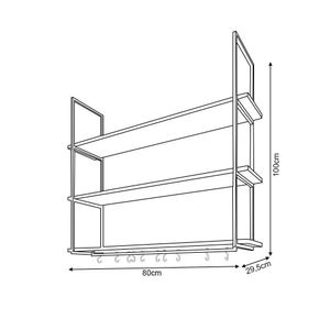Nicho De Parede Londres 80 Cm Preto E Imbuia Marrom